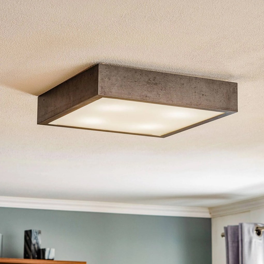 Plafoniera soffitto Tromsö Argon, Alluminio / Grigio / Zincato, Soggiorno / Sala da pranzo, Legno, Plafoniera