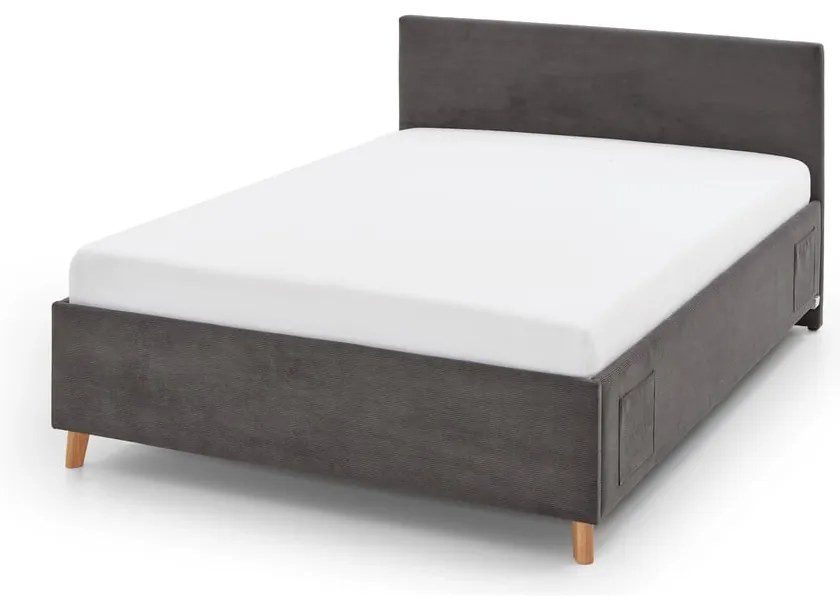 Letto da bambini color antracite imbottito con contenitore con rete inclusa 120x200 cm Cool – Meise Möbel