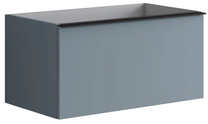 Mobile da bagno sotto lavabo Pixel blu laccato opaco L 80 x H 40 x P 45.5 cm 2 cassetti, lavabo non incluso
