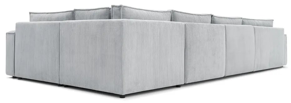 Divano angolare in velluto a coste grigio chiaro, angolo destro Nihad modular - Bobochic Paris