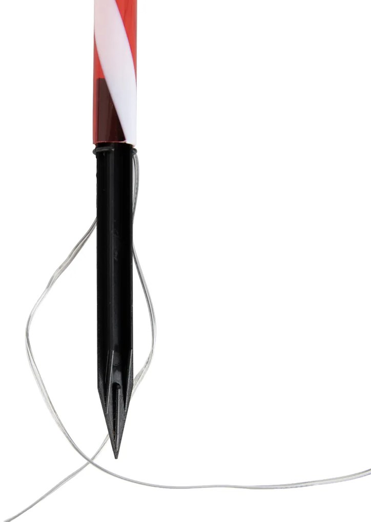 Set di 5 luci da giardino natalizie rosse con bastoncini di zucchero bianchi con LED e timer IP44 - Melchior