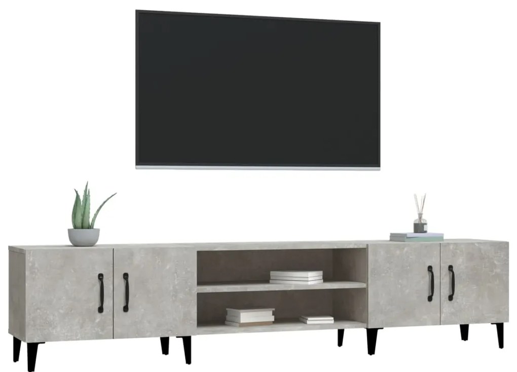 Mobile porta tv grigio cemento 180x31,5x40 cm legno multistrato