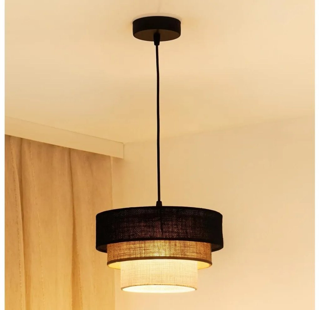 Brilagi - Lampadario a cavo ASPEN LUNETA 1xE27/15W/230V Ø25 nero/beige/crema
