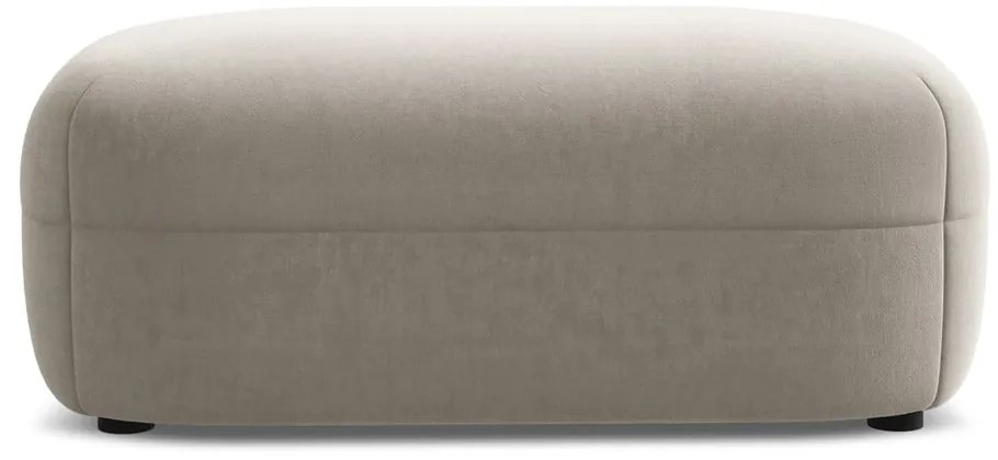 Poggiapiedi beige con rivestimento in velluto Moana – Makamii