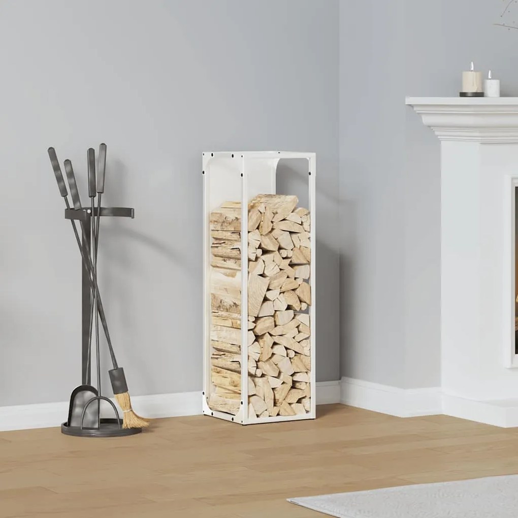 Rastrelliera Per Legna Da Ardere Bianca 25x25x80 Cm /