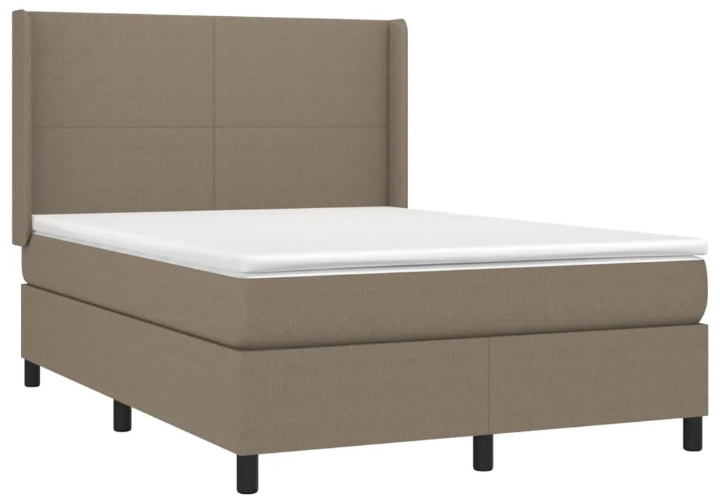 Letto a molle con materasso e led tortora 140x190 cm in tessuto