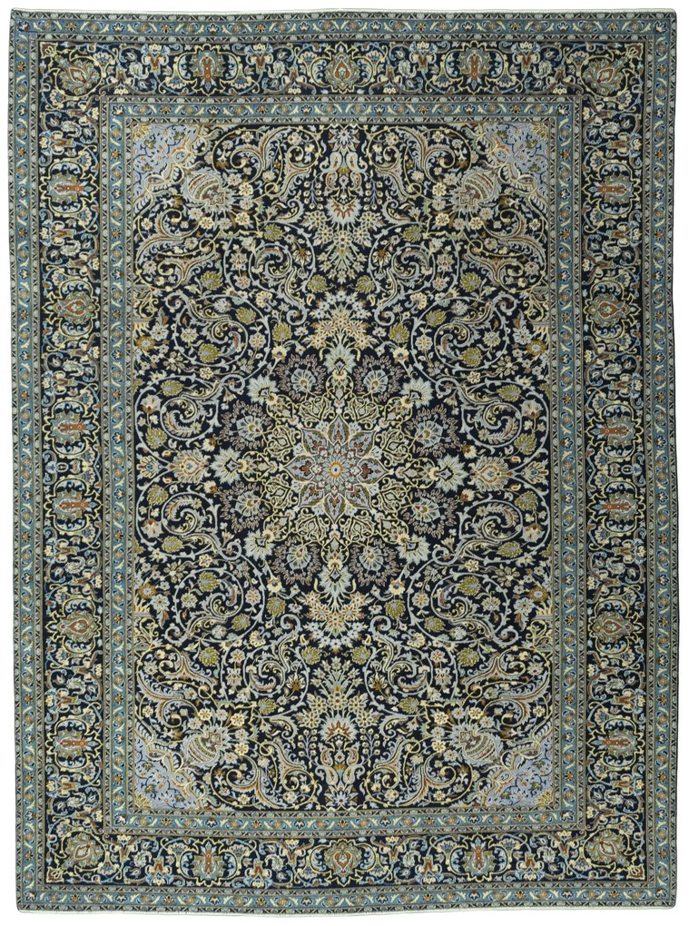 Kashan Tappeto persiano 410x300 Blu (Iran) Annodato A Mano