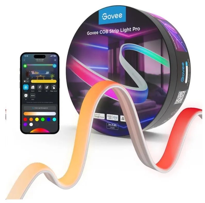 Govee - LED RGBICW Striscia dimmerabile COB 3780 diodi 3m Wi-Fi Matter