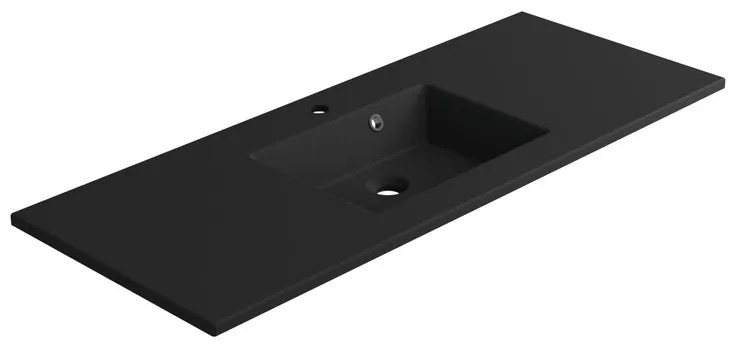 Lavabo a incasso rettangolare doppia vasca Neo L 121 x H 11.2 x P 48.5 cm in composito minerale di resina gelificata nero opaco