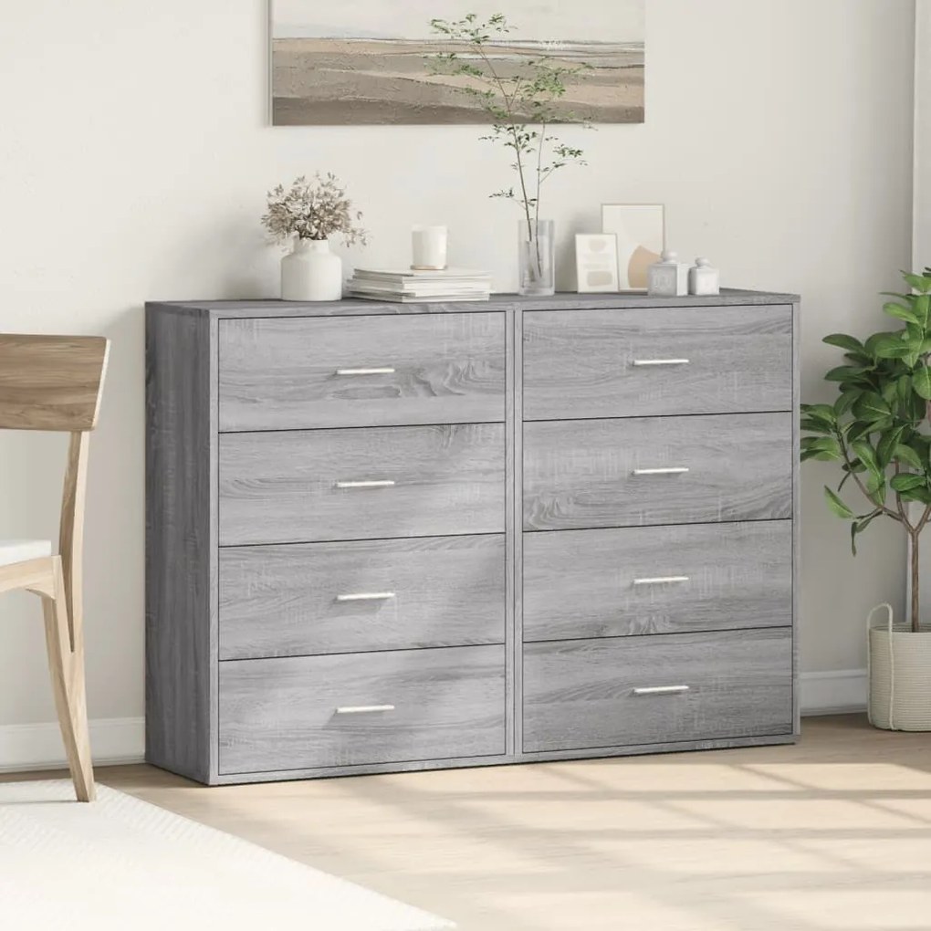 Credenze 2 pz grigio sonoma 60x31x84 cm in legno multistrato