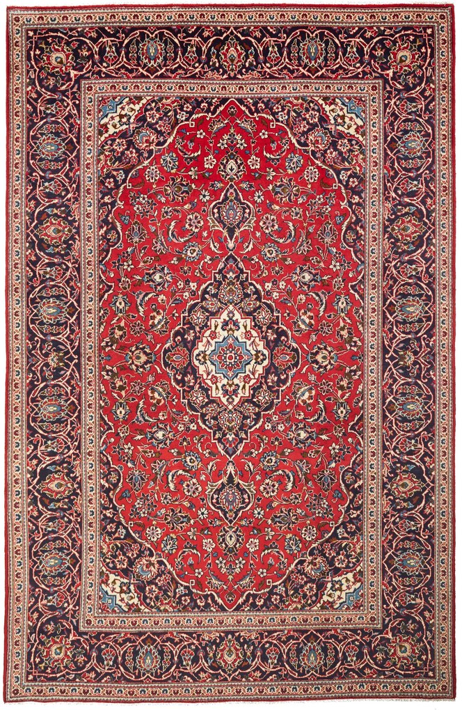 Kashan Tappeto 200x300 Rosso (Iran) Annodato A Mano
