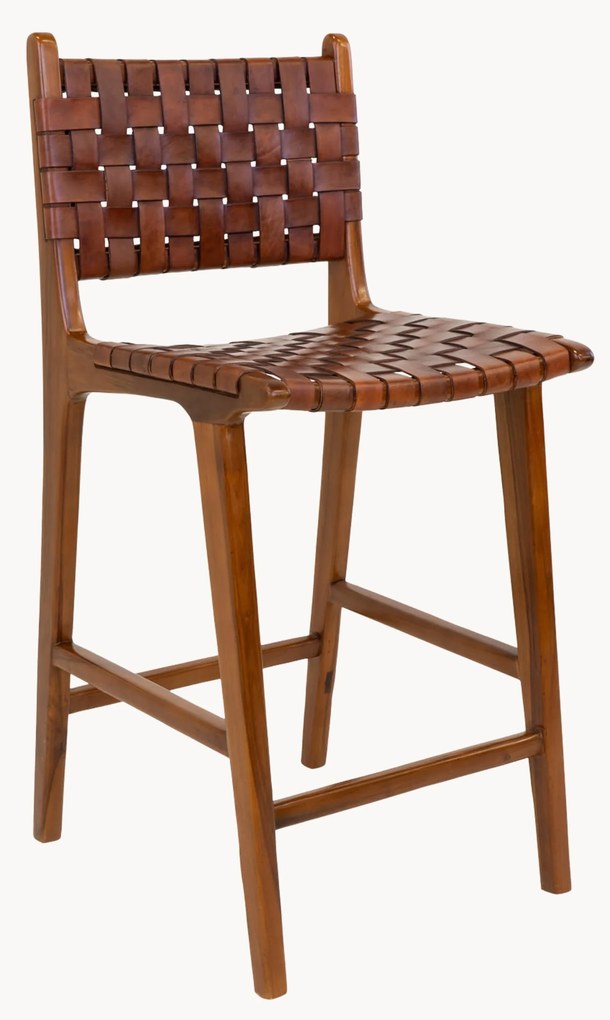 Sedia alta intrecciata in legno di teak Perugia