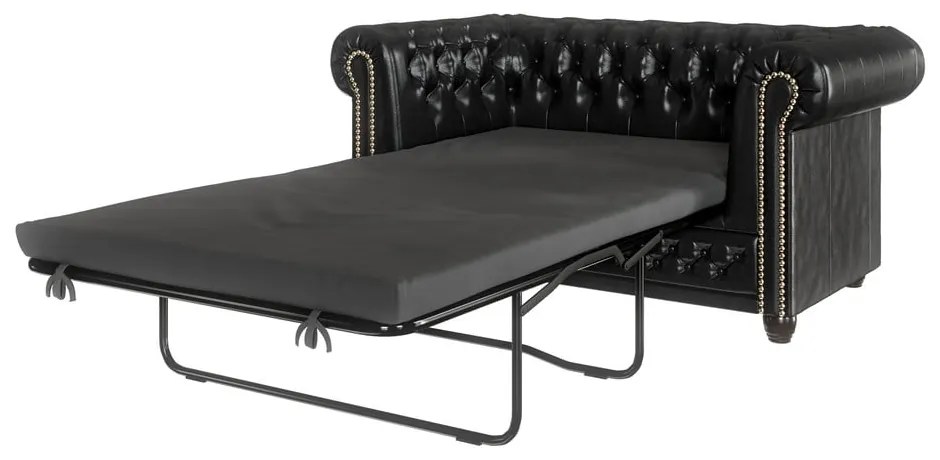 Divano letto nero in similpelle 148 cm York - Ropez