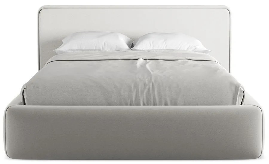 Letto matrimoniale imbottito grigio chiaro con contenitore con griglia 140x200 cm Kiana - Makamii