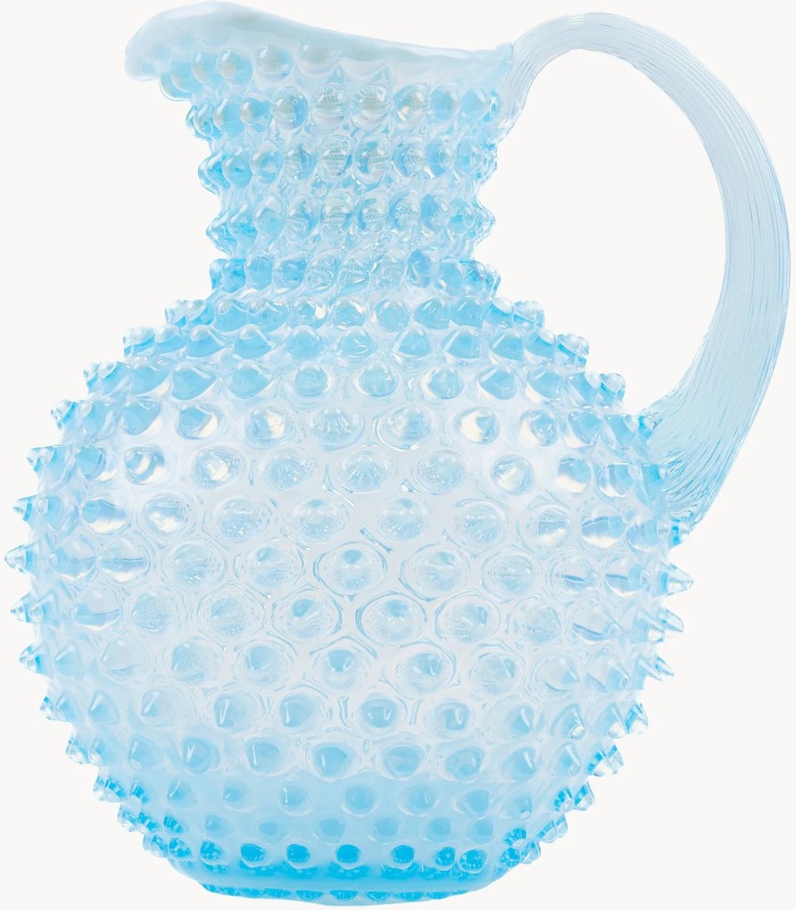 Brocca in vetro soffiato Opaline Paris Hobnail