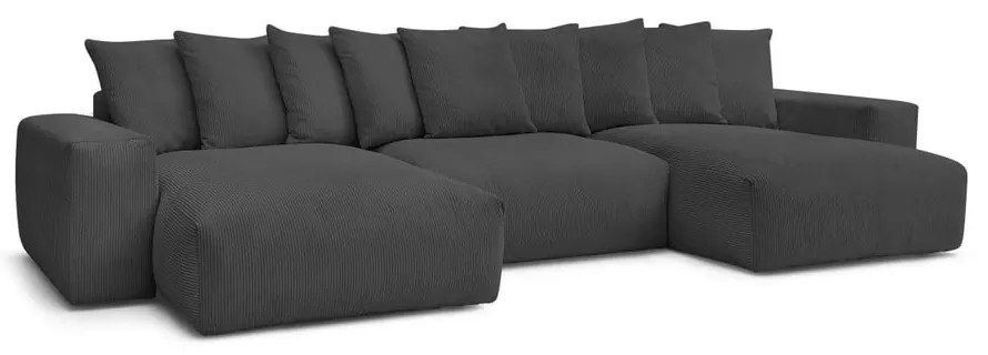 Divano angolare grigio con rivestimento in velluto a coste Voltaire – Bobochic Paris