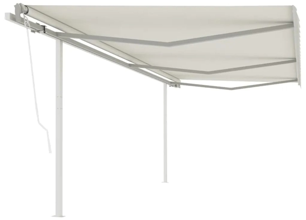 Tenda Da Sole Retrattile Automatica Con Pali 6x3,5 M Crema /