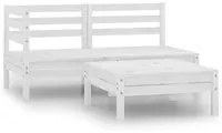 Set Divani da Giardino 3 pz in Legno Massello di Pino Bianco 806598