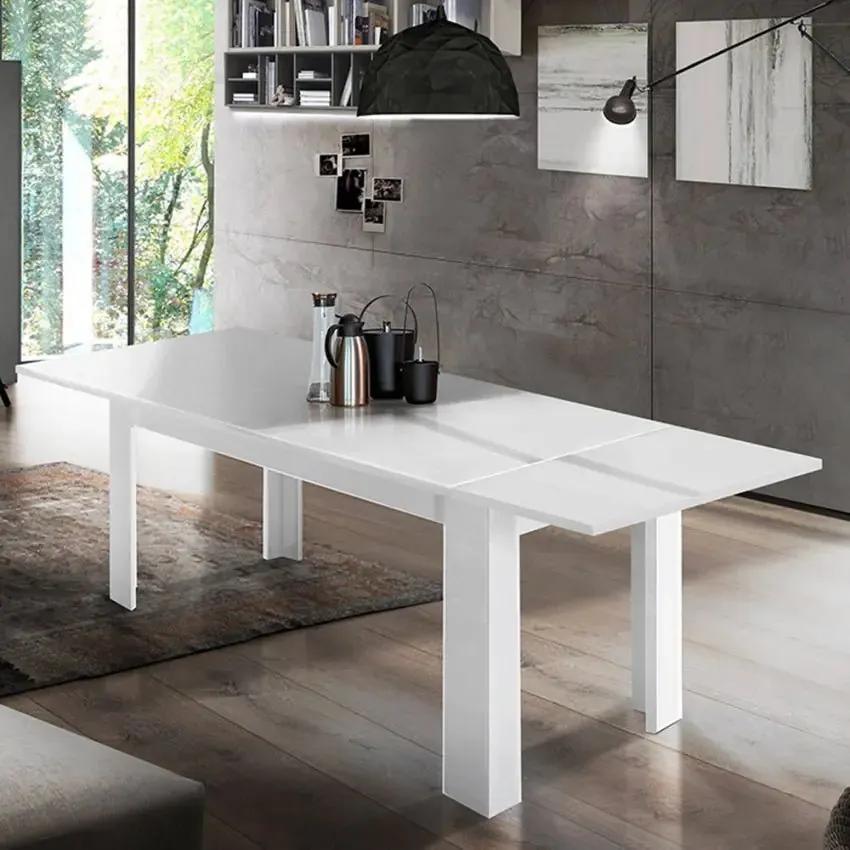 Tavolo Allungabile JESI 140, Design Moderno, Colore Bianco Lucido