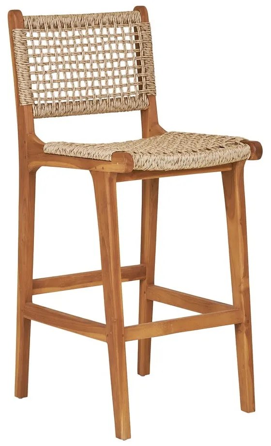 Sgabello da bar di colore naturale in teak massiccio (altezza della seduta 60 cm) Derby – House Nordic