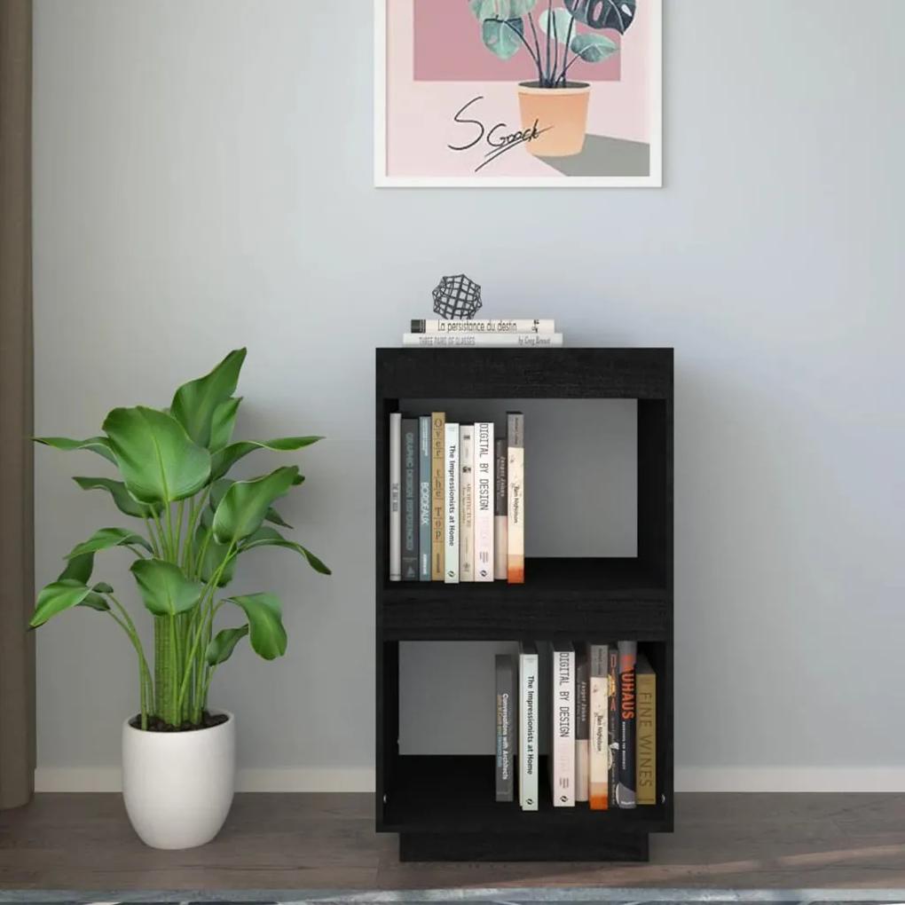 Libreria nera 40x35x71 cm in legno massello di pino