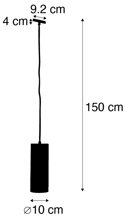 Lampada a sospensione di design nera con adattatore per binario monofase - Slimline Tubo