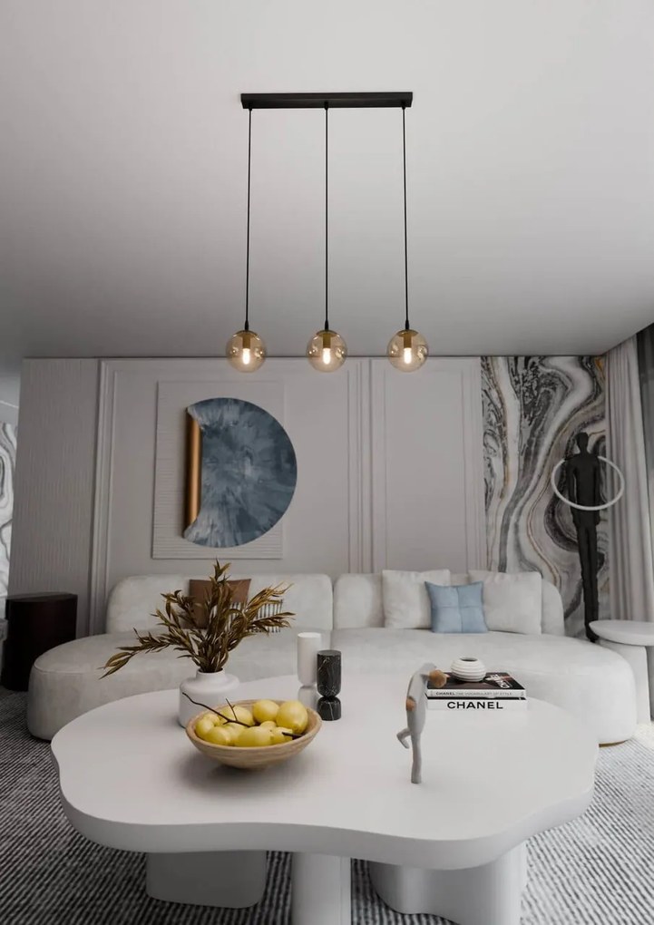 Lampadario a sospensione COSMO 3 BLACK MIODOWY
