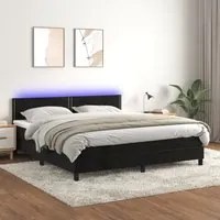 Letto a Molle con Materasso e LED Nero 180x200 cm in Velluto 3134359