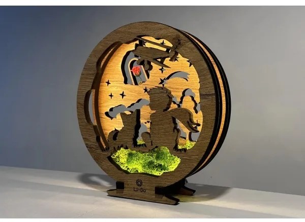 Li-Go 23634/DUB2 - Decorazione da tavolo a LED dimmerabile, 12W/230V, 20x22 cm, rovere