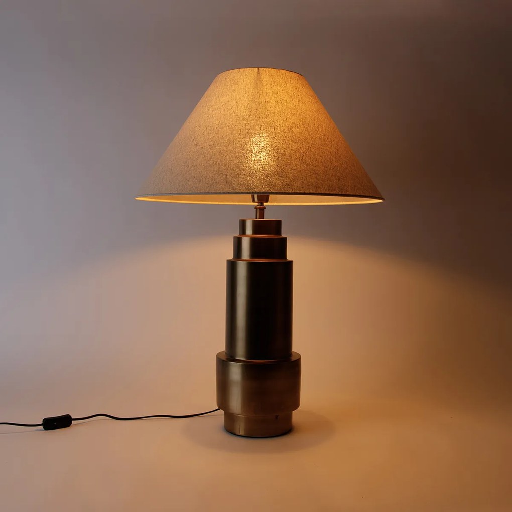 Lampada da tavolo in bronzo con paralume in tessuto beige 55 cm - Bruut