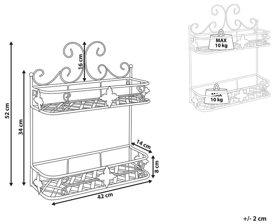 Scaffale bagno metallo grigio 52 x 42 cm MARAYES Beliani