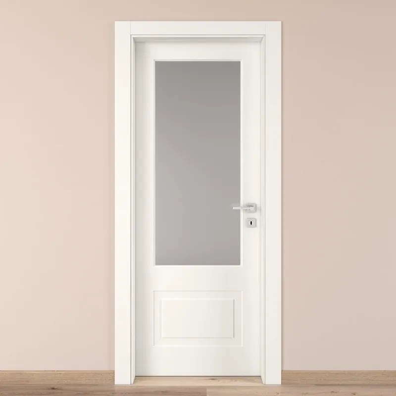 Porta tamburata battente Shibuya Vetro bianco L 70 x H 210 cm sinistra