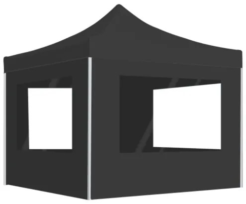 Gazebo Pieghevole con Pareti Alluminio 2x2 m Antracite