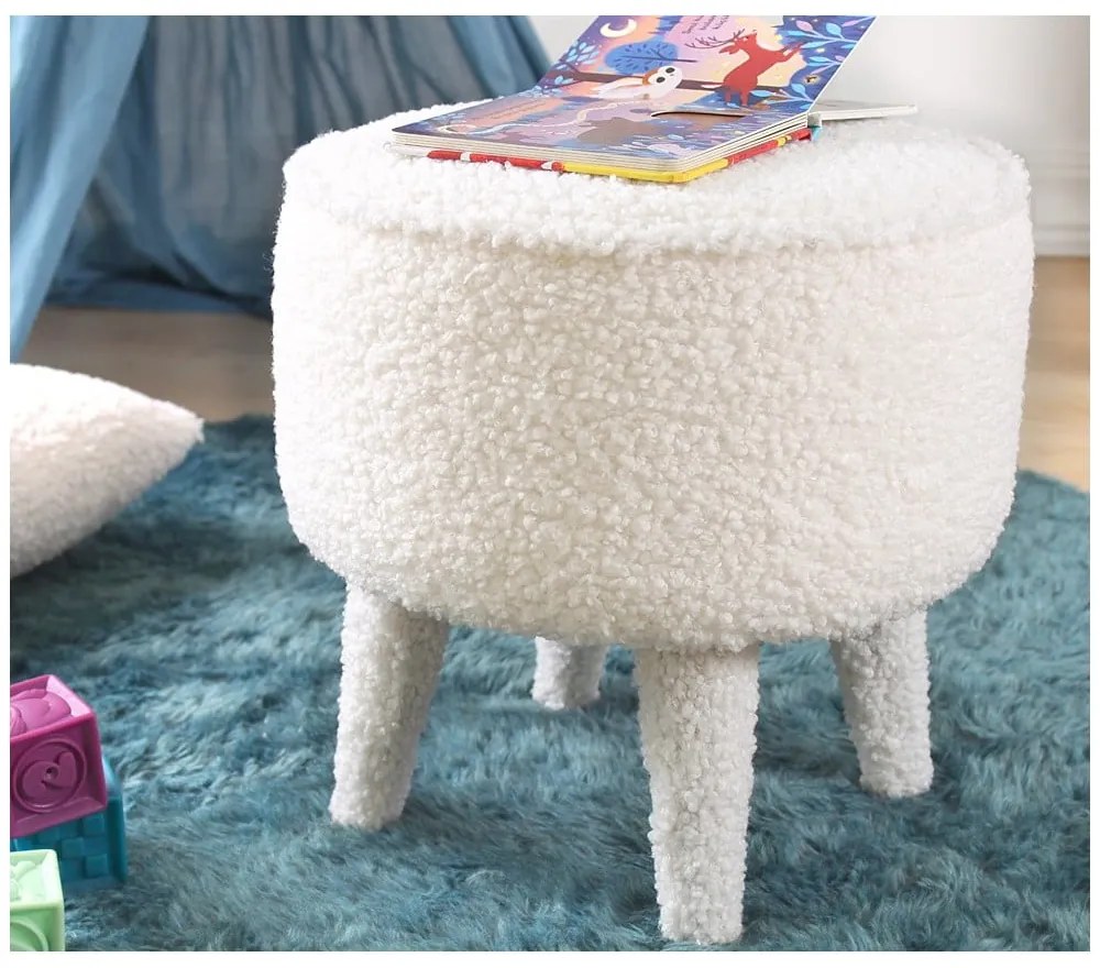 Pouf bianco per bambini in tessuto bouclé Moouv - Artie