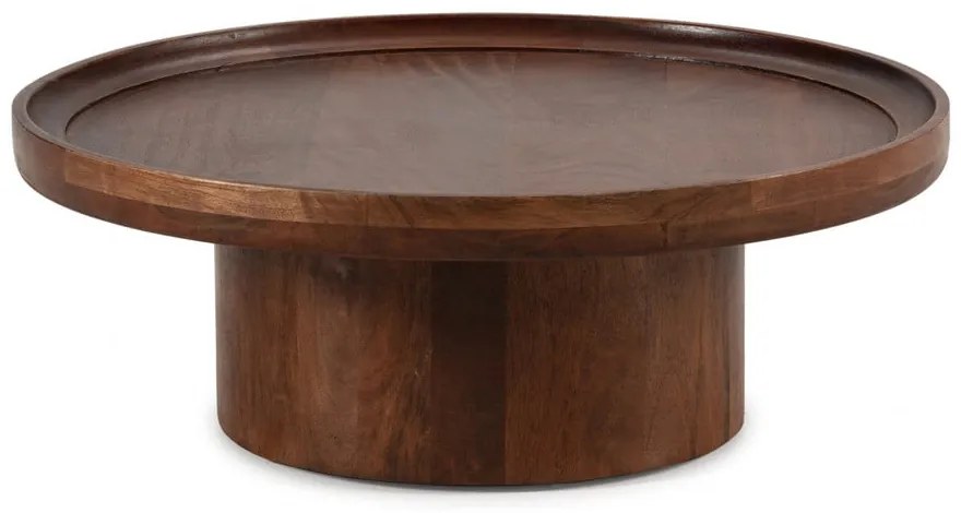 Tavolino da salotto rotondo marrone scuro in mango massiccio 80x80 cm Giselle – MOME