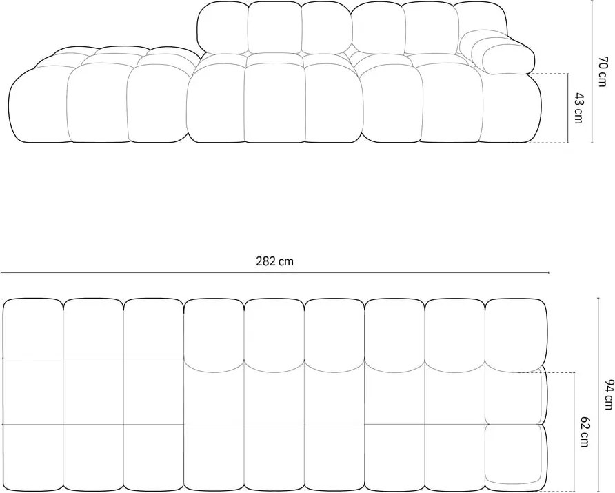 Divano componibile verde con rivestimento in bouclé 288 cm Bellis – Micadoni