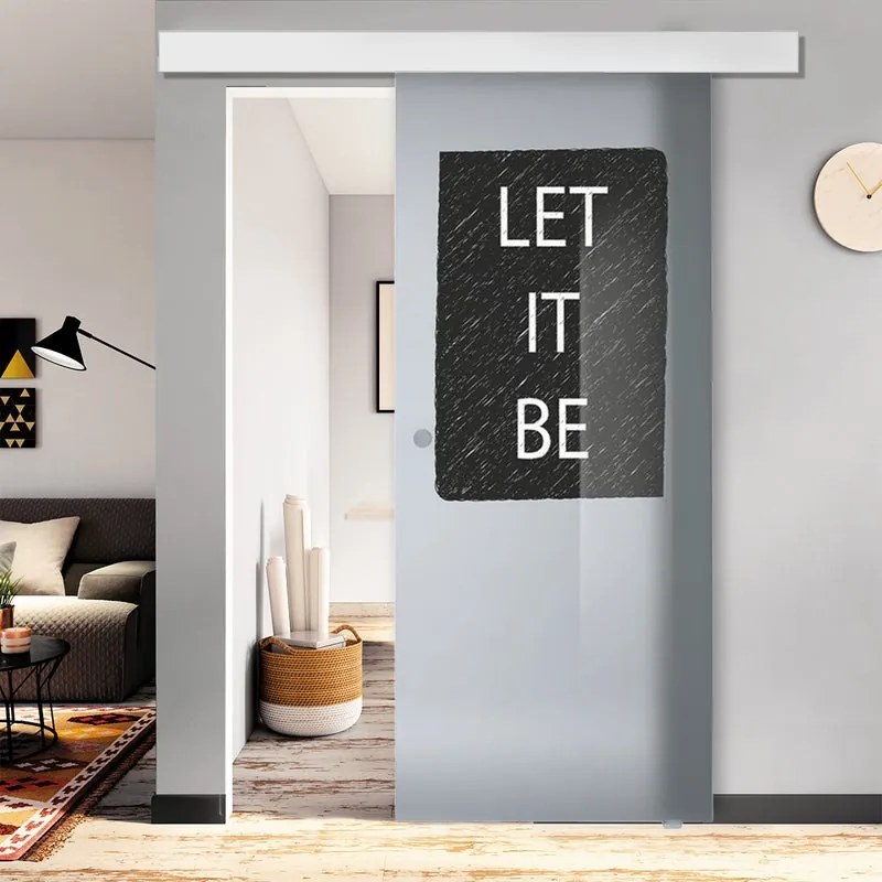 Porta scorrevole Let it be in cristallo trasparente, L 88 x H 215 cm, con binario Atelier bianco Destra