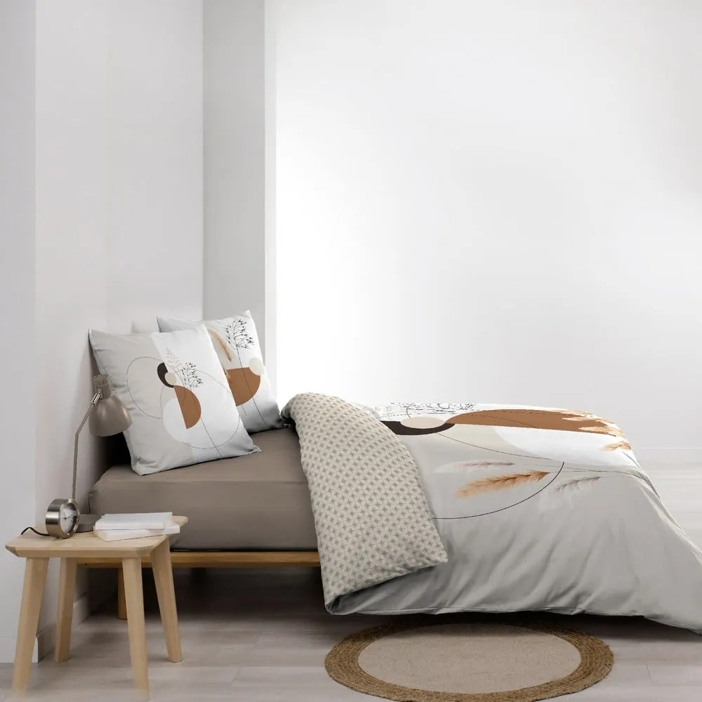 Set copripiumino e federa bianco/beige in cotone per letto matrimoniale ed esteso 240x220 cm Natacha – douceur d'intérieur
