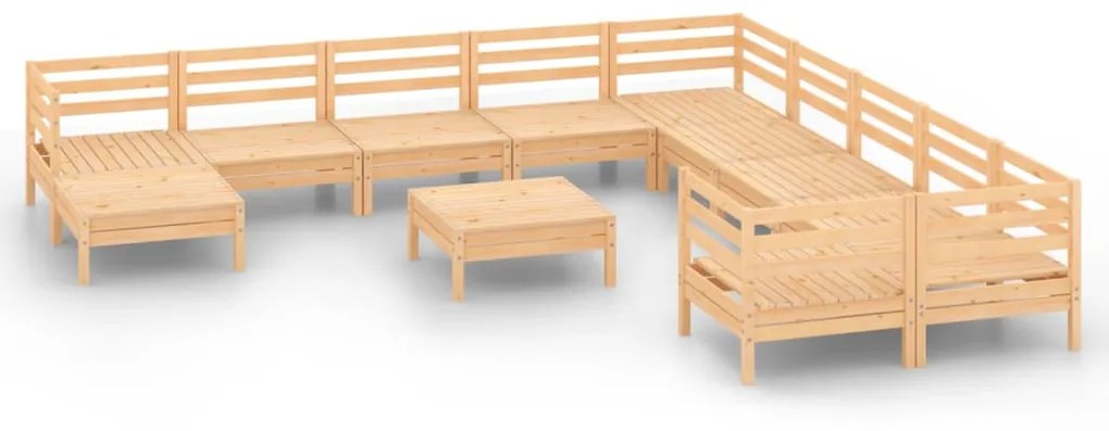 Set Salotto da Giardino 12 pz in Legno Massello di Pino