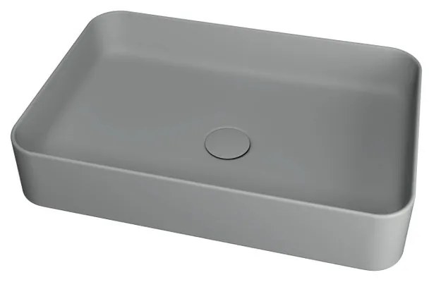 Lavabo da appoggio Smash OLYMPIA CERAMICA rettangolare piletta non inclusa in ceramica L 60 x H 14 x P 20 cm grigio opaco piletta non inclusa