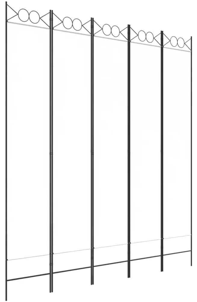 Divisorio a 5 pannelli bianco 200x220 cm tessuto