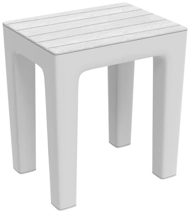 Sgabello bagno 38x29 H41 effetto legno in plastica bianco Woody 130101