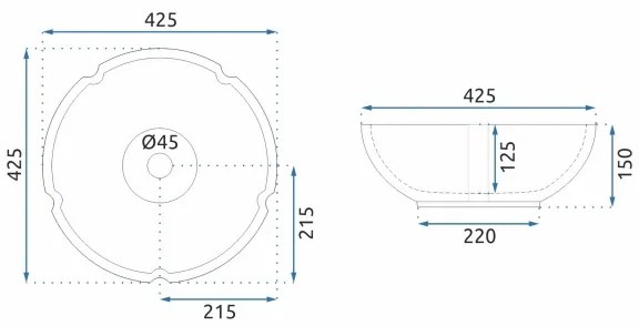 REA-U5666 - Lavabo da appoggio VIVIEN Ø 42,5 cm ceramica/motivo ornamentale