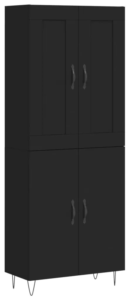 Credenza Nera 69,5x34x180 cm in Legno Multistrato