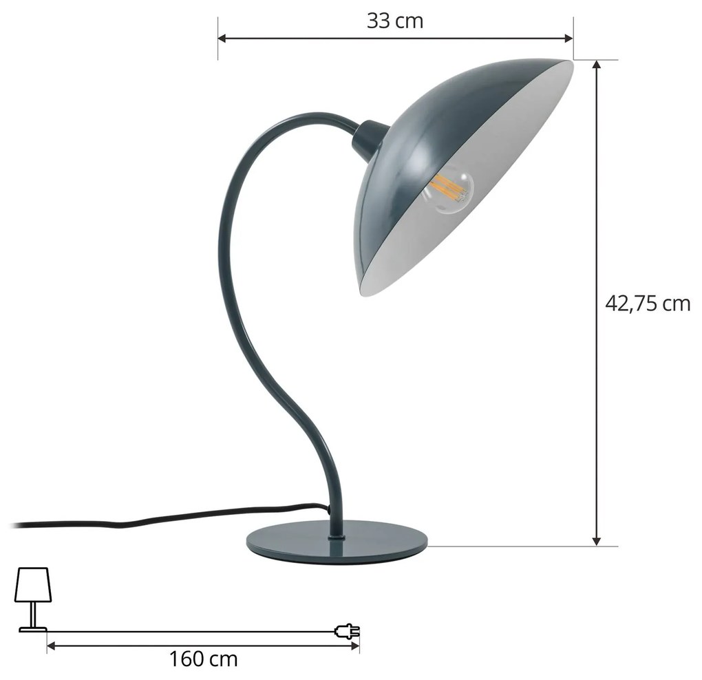 Lampada da tavolo Lucande Arvadon, blu, metallo, altezza 42,75 cm