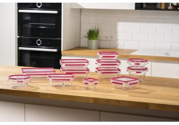 Tefal - Contenitore per alimenti 1,3 l MSEAL GLASS rosso/vetro