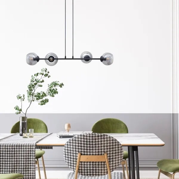 Lampadario a sospensione con filo LATIL 4xE27/60W/230V nero