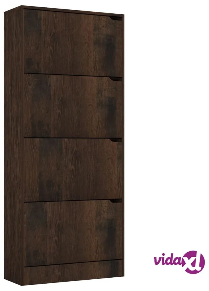 vidaXL Scarpiera con 4 Ante Rovere Fumo 59x24x136cm Legno Multistrato