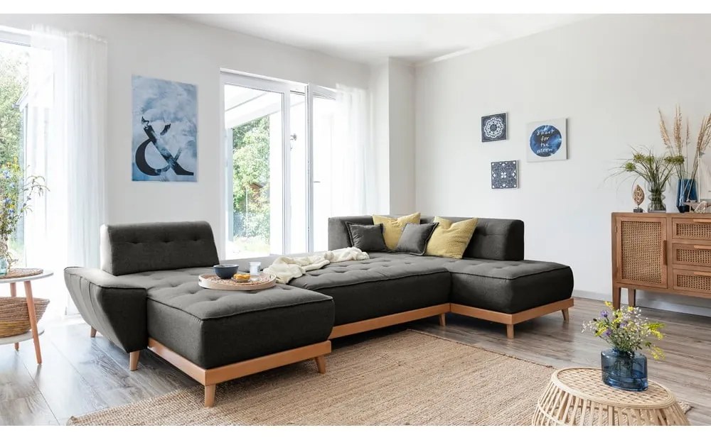 Divano letto a U grigio scuro, angolo destro Dazzling Daisy - Miuform