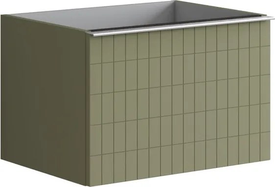 Mobile da bagno sospeso sotto lavabo Pixel grid 2 cassetti L 60 x H 40 x P 45.5 cm verde salvia laccato opaco, con maniglia alluminio brillante